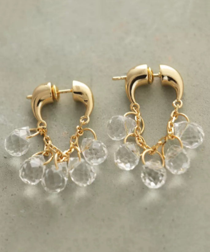 Oversize Silk Copper Overgild Crystal Water Droplet Hoop Earrings