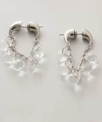 Oversize Silk Copper Overgild Crystal Water Droplet Hoop Earrings