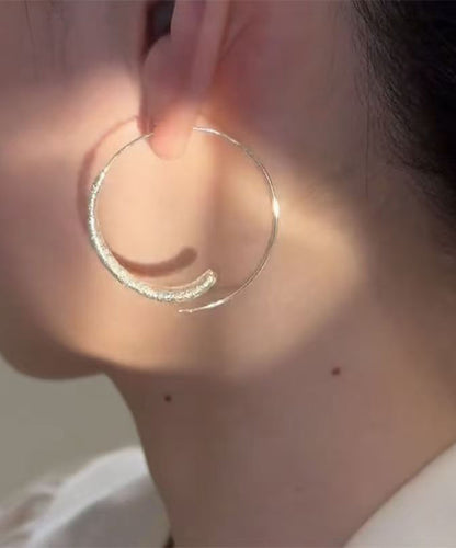 Oversize Silk Stergild Silver Hoop Earrings