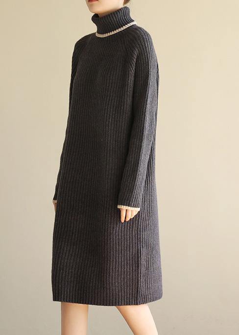 Oversized black gray Sweater outfits Refashion Largo high lapel collar sweater dress - SooLinen