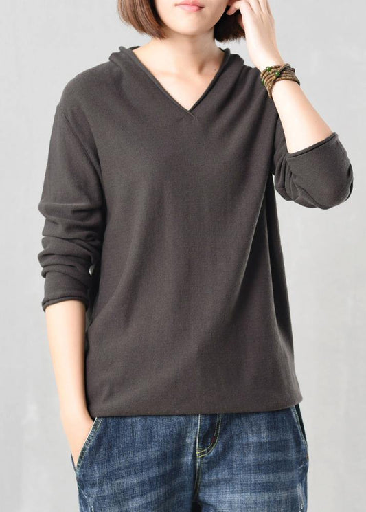 Oversized gray long sleeve sweater fall fashion wild knitted tops autumn - SooLinen