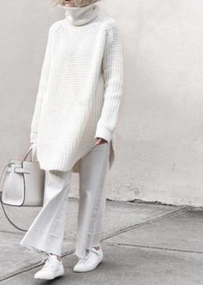 Oversized high neck side open Sweater Aesthetic Vintage gray daily knit dress - SooLinen