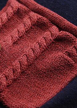 Oversized navy autumn sweater fall fashion v neck knit tops Appliques - SooLinen