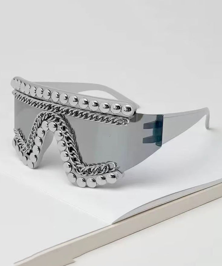 Personalized Large Frame One-Piece Motorcycle Sunglasses With Rivets