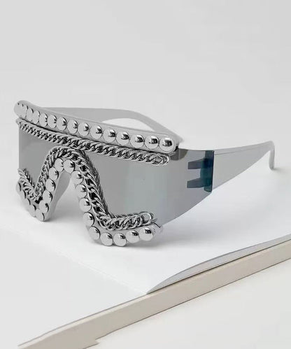 Personalized Large Frame One-Piece Motorcycle Sunglasses With Rivets
