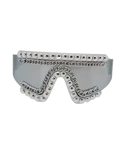 Personalized Large Frame One-Piece Motorcycle Sunglasses With Rivets