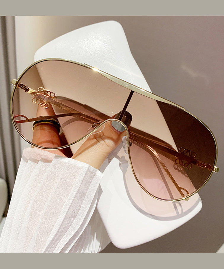 Personalized Tea Windproof Sunglasses Large Frame