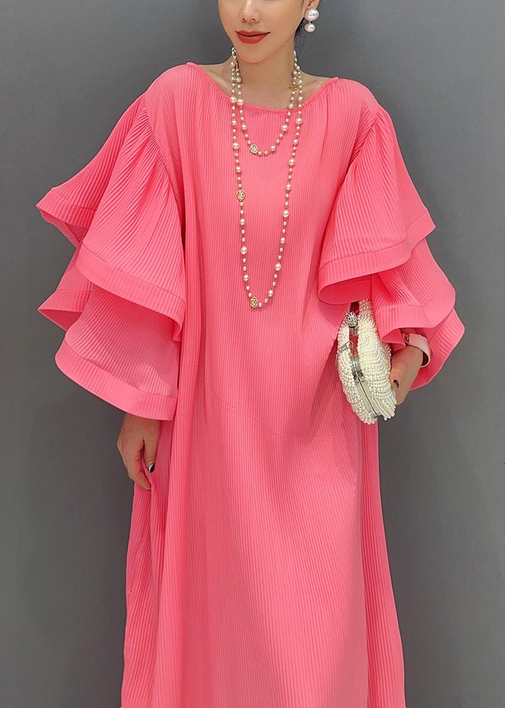 Pink Bubble Sleeve Gown's Cotto Long Dress Fairy Tale Stroll