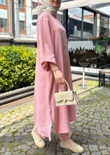 Load image into Gallery viewer, Pink Button Side Open Cotton Two Piece Set O Neck Spring