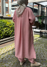 Load image into Gallery viewer, Pink Button Side Open Cotton Two Piece Set O Neck Spring
