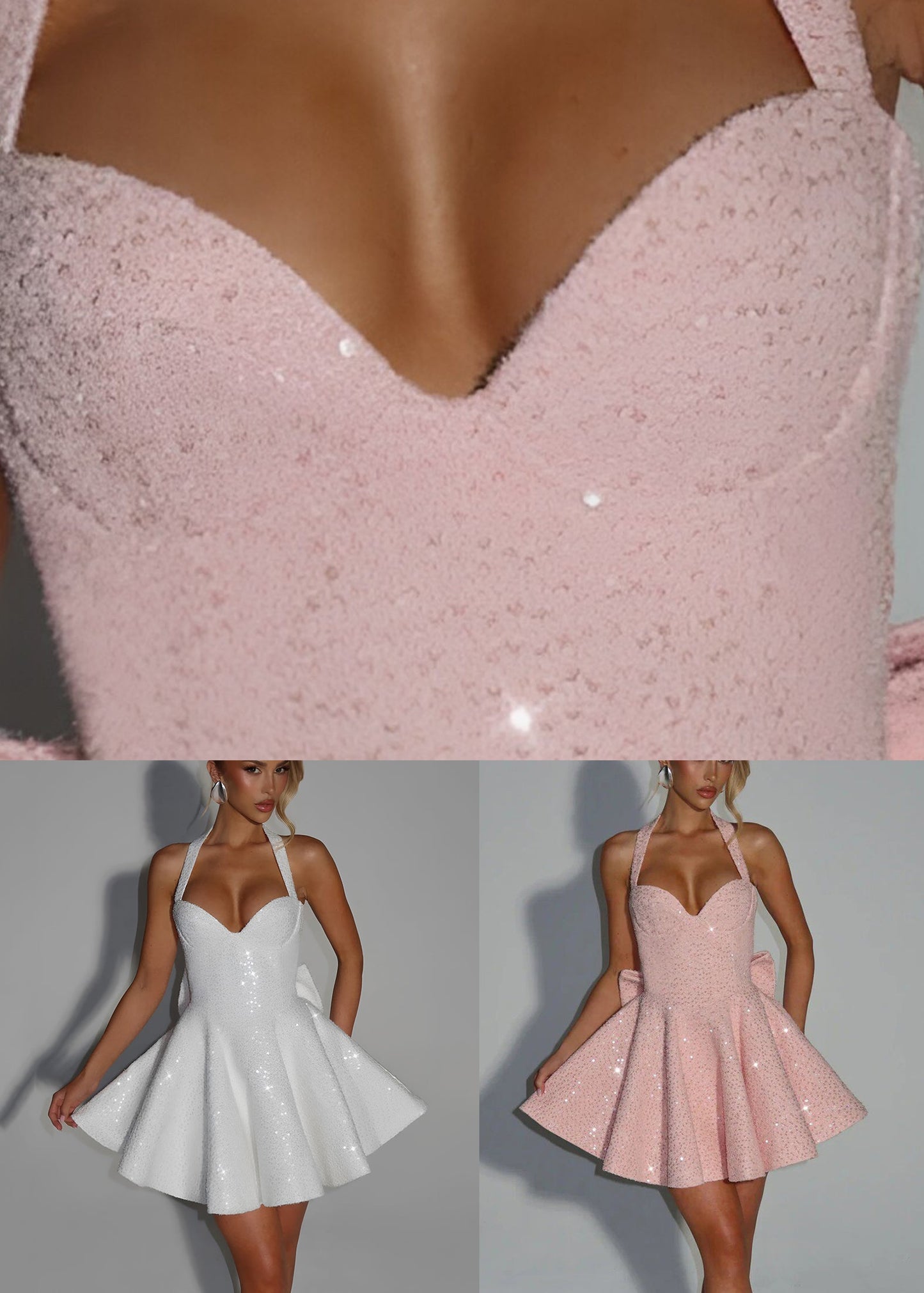 Pink Halter Patchwork Vacation Mid Dress Summer