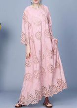 Load image into Gallery viewer, Pink Hollow Out Pockets Cotton Long Dresses Asymmetrical Spring