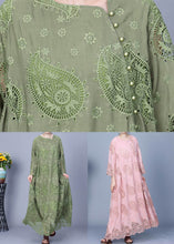 Load image into Gallery viewer, Pink Hollow Out Pockets Cotton Long Dresses Asymmetrical Spring