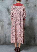 Load image into Gallery viewer, Pink Patchwork Linen Holiday Dresses Embroidered Print Spring