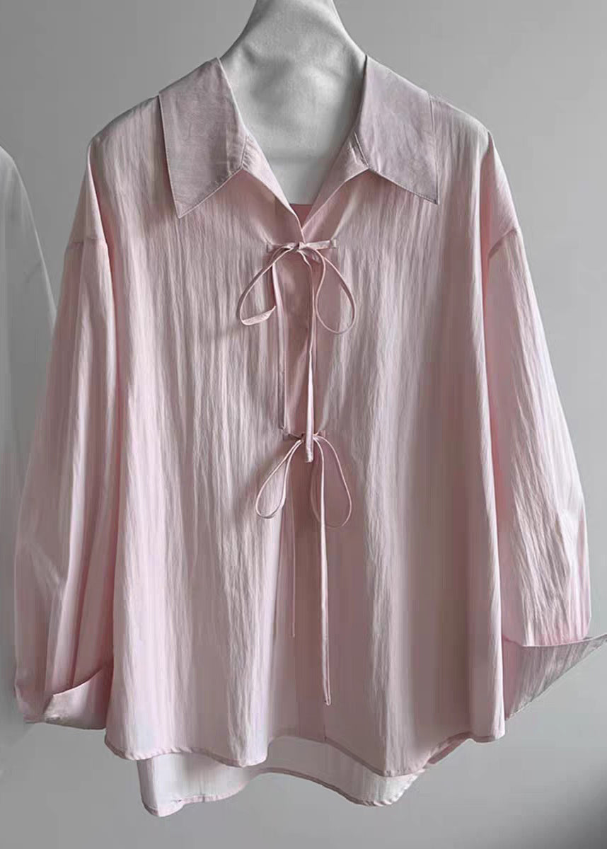 Pink Patchwork Top Peter Pan Collar Spring