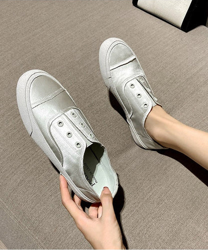 Pink Platform Satin Handmade Splicing Flat Shoes For Women