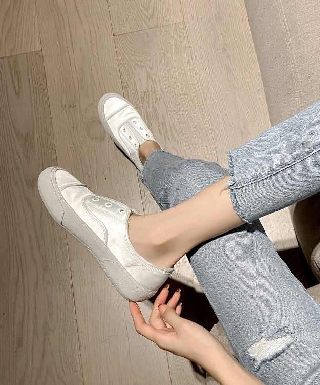 Pink Platform Satin Handmade Splicing Flat Shoes For Women
