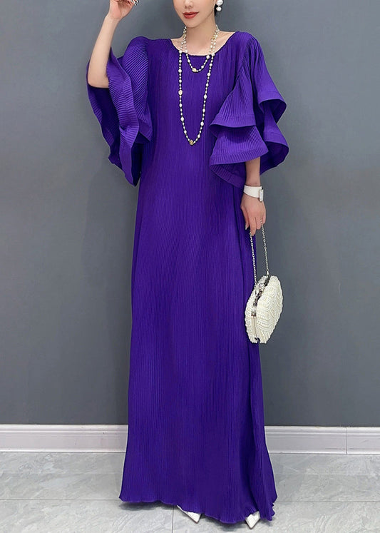 Playful Purple Ruffled Fantasy Gown Story Cotton Long Dress Summer
