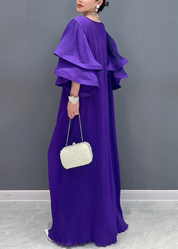 Playful Purple Ruffled Fantasy Gown Story Cotton Long Dress Summer