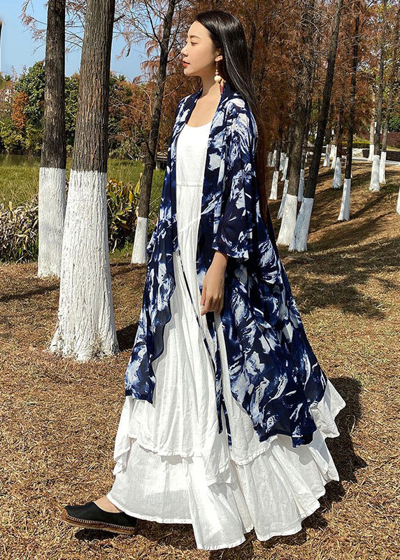 Plus Size Black Cinched Print Cotton cardigan Spring