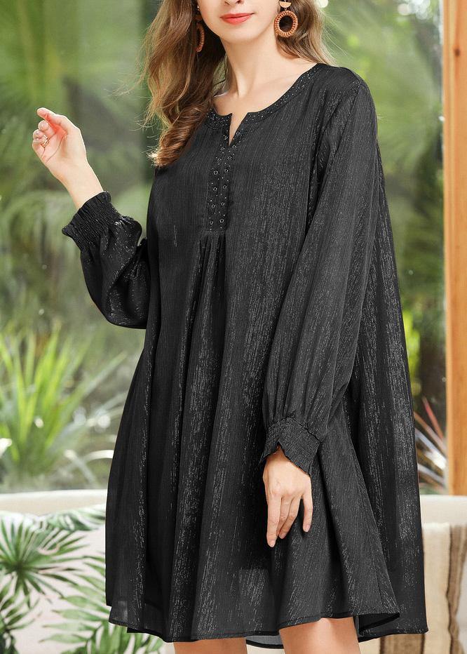 Plus Size Black Elegant Chiffon Summer Holiday Dress - SooLinen