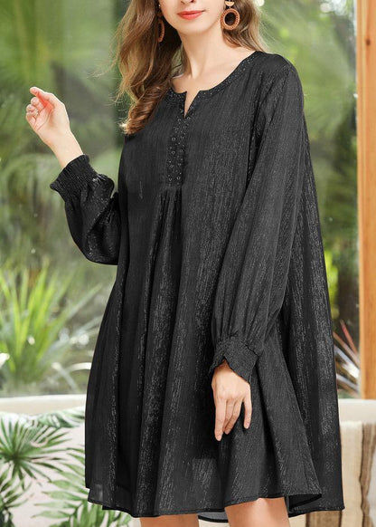 Plus Size Black Elegant Chiffon Summer Holiday Dress - SooLinen
