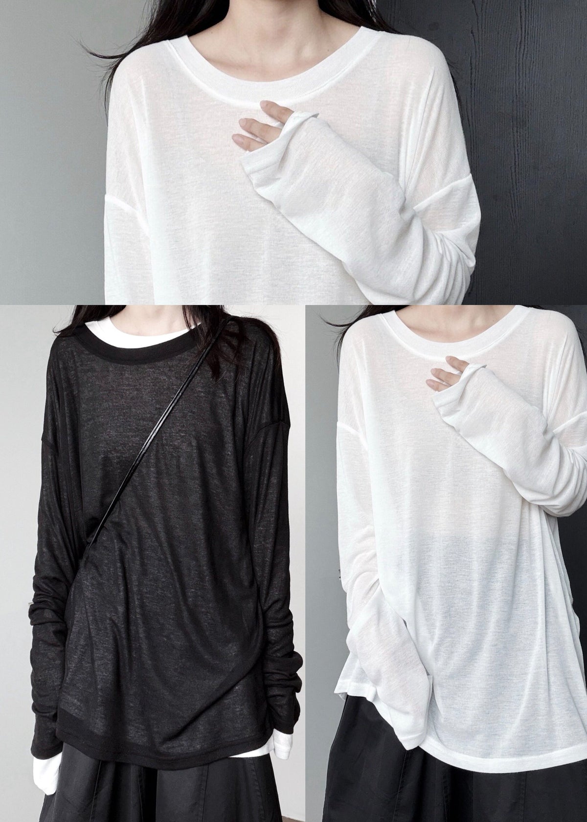 Plus Size Black Oversized Cotton Loose Tops Fall
