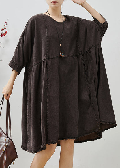 Plus Size Black Oversized Patchwork Denim Mini Dress Summer