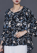Load image into Gallery viewer, Plus Size Black Oversized Print Chiffon Blouses Summer