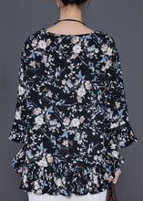 Load image into Gallery viewer, Plus Size Black Oversized Print Chiffon Blouses Summer