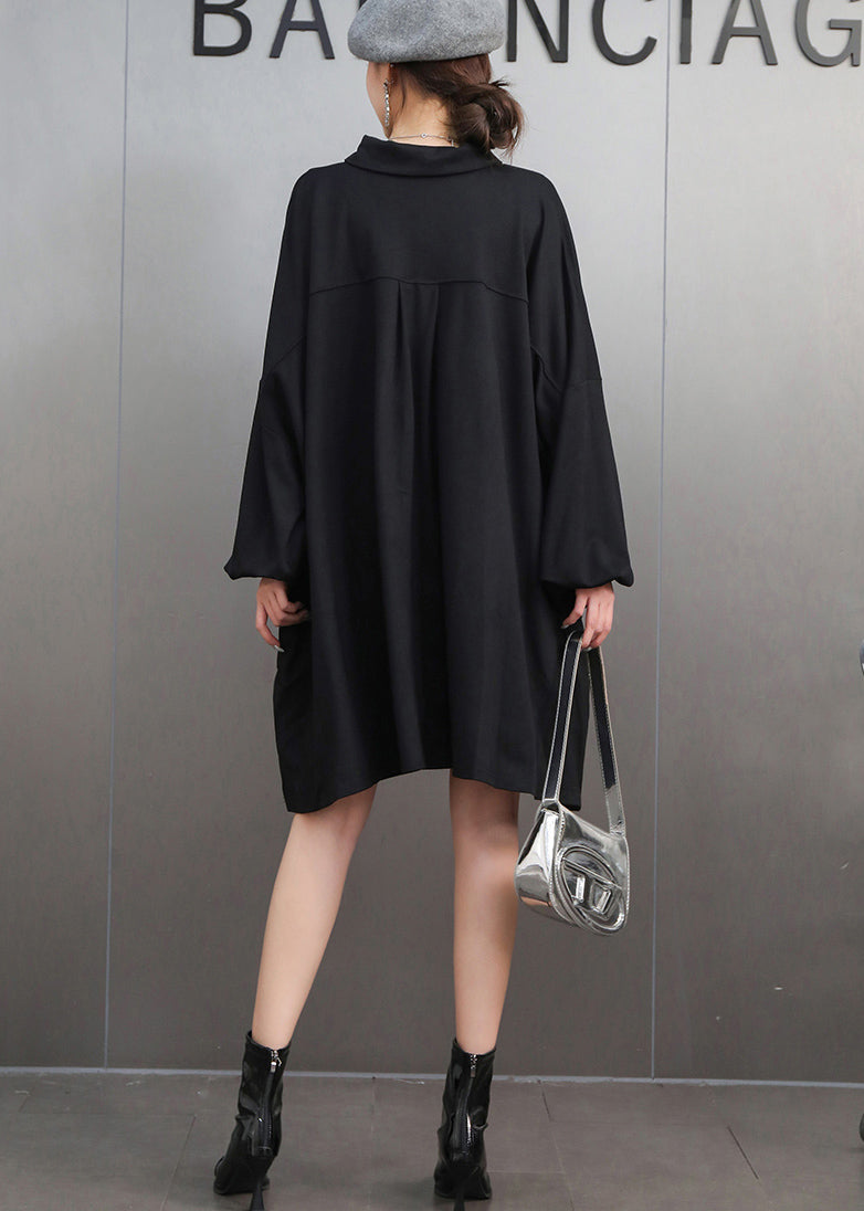 Plus Size Black Oversized Shirt Dress Summer