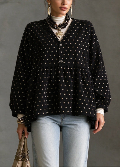 Plus Size Black Wrinkled Button Parka Winter