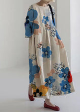 Load image into Gallery viewer, Plus Size Blue Print Wrinkled Maxi Dress Spring