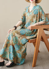 Load image into Gallery viewer, Plus Size Blue Print Wrinkled Pockets Long Dresses Short Sleeve