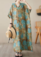 Load image into Gallery viewer, Plus Size Blue Print Wrinkled Pockets Long Dresses Short Sleeve