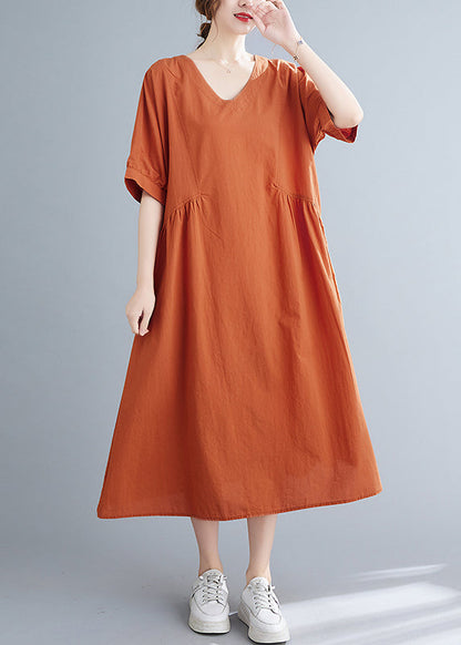 Plus Size Green V Neck Cinched pocket Dress Short Sleeve