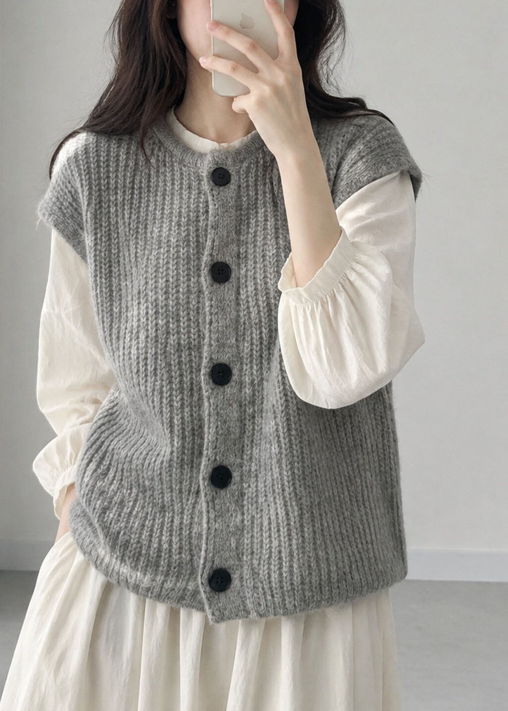 Plus Size Grey O-Neck Patchwork Cotton Knit Waistcoat Short Sleeve