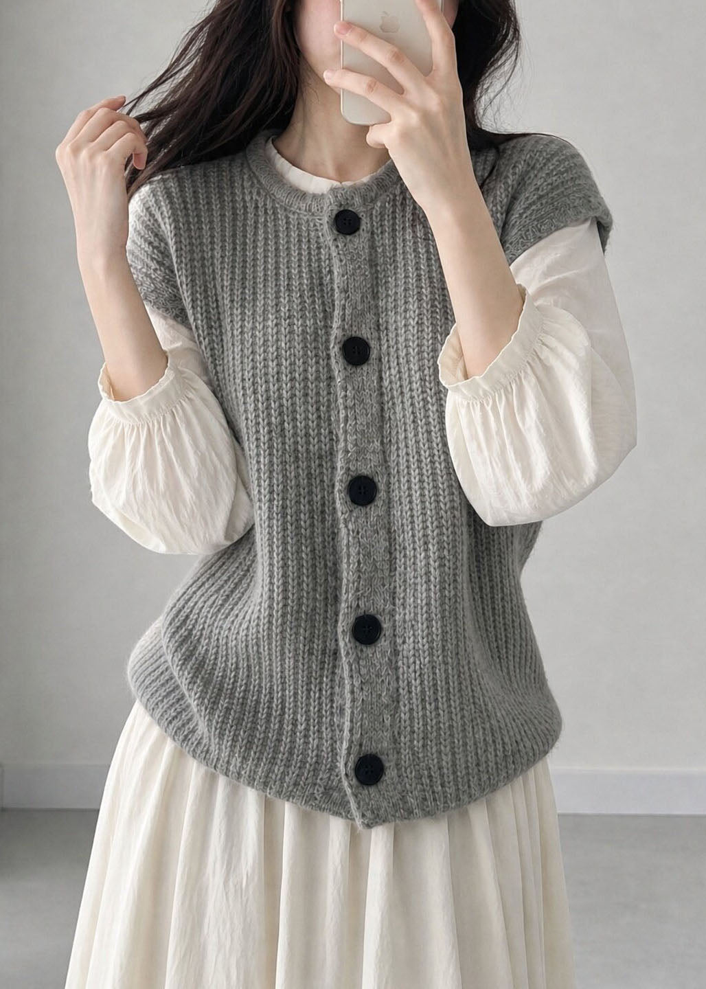 Plus Size Grey O-Neck Patchwork Cotton Knit Waistcoat Short Sleeve