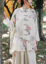 Load image into Gallery viewer, Plus Size Grey Print Button Cotton Shirts Long Sleeve