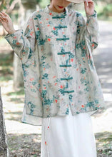 Load image into Gallery viewer, Plus Size Grey Print Button Cotton Shirts Long Sleeve