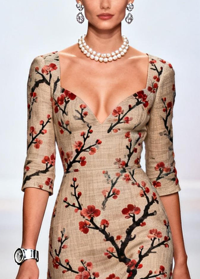 Plus Size Khaki Bustier Top Patchwork Linen Robe Dresses Summer