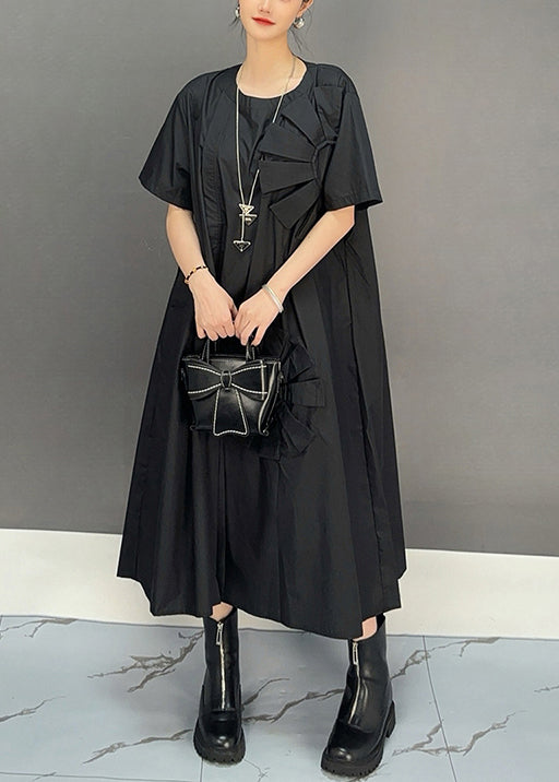 Plus Size Khaki Oversized Floral Cotton Long Dresses Summer