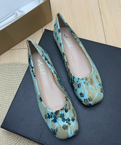 Plus Size Lake Blue Comfy Embroidered Penny Loafers