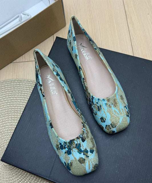 Plus Size Lake Blue Comfy Embroidered Penny Loafers
