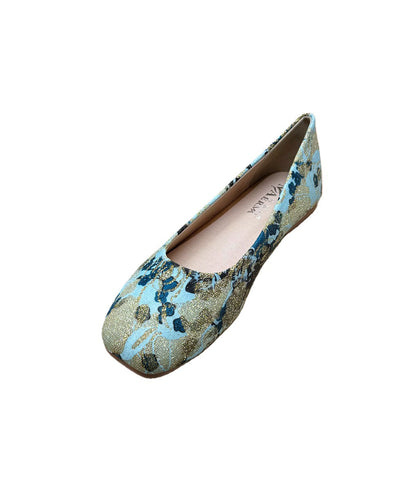 Plus Size Lake Blue Comfy Embroidered Penny Loafers