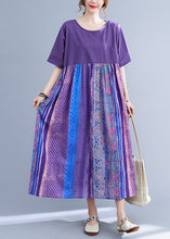 Load image into Gallery viewer, Plus Size Llight Purple Patchwork Print Maxi Dress Summer