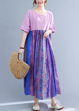 Load image into Gallery viewer, Plus Size Llight Purple Patchwork Print Maxi Dress Summer