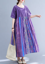 Load image into Gallery viewer, Plus Size Llight Purple Patchwork Print Maxi Dress Summer