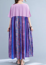 Load image into Gallery viewer, Plus Size Llight Purple Patchwork Print Maxi Dress Summer