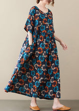 Load image into Gallery viewer, Plus Size Multi O Neck Print Cotton Long Dress Short Sleeve